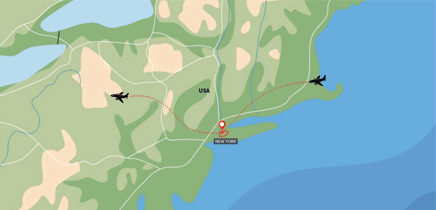 Mapa trasy zájezdu New York, New York komfortněji podle CK SEN